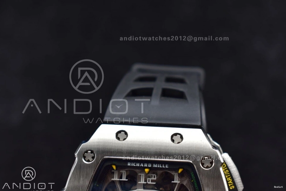 Chrono V Crystal 1:1 RM011 Strap Edition Black KVF Rubber on Black A7750 SS 1025 Functional Dial Best 0706